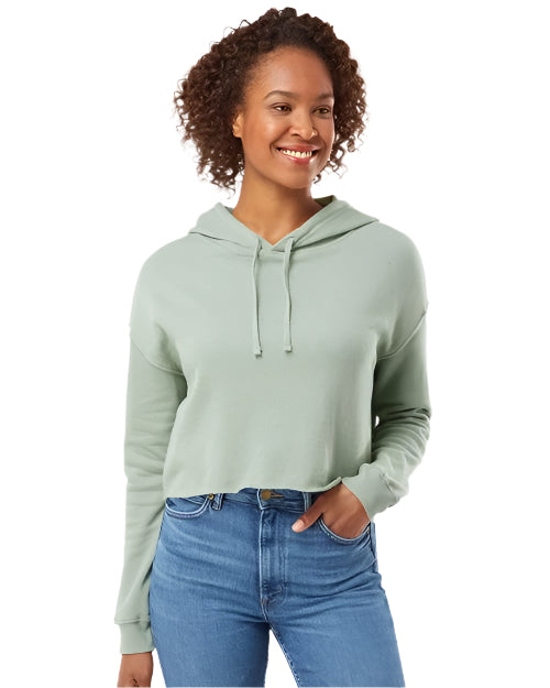 Independent Trading Co. AFX64CRP Women's Lightweight Hooded Pullover Crop Sweatshirt