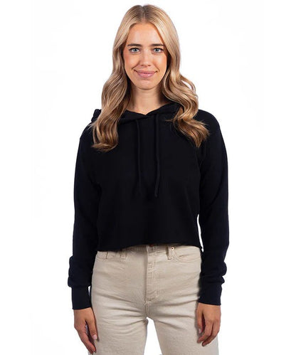 Next Level 9384 Women's Laguna Sueded Raw Edge Crop Hoodie