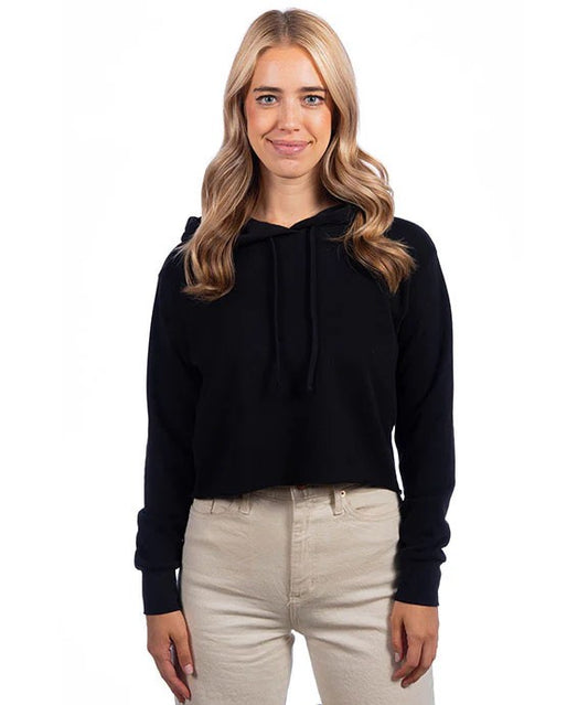 Next Level 9384 Women's Laguna Sueded Raw Edge Crop Hoodie