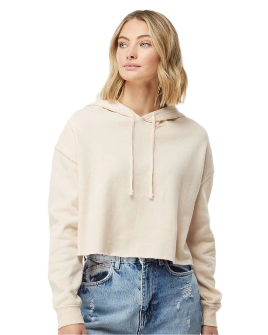 Independent Trading Co. AFX64CRP Women's Lightweight Hooded Pullover Crop Sweatshirt