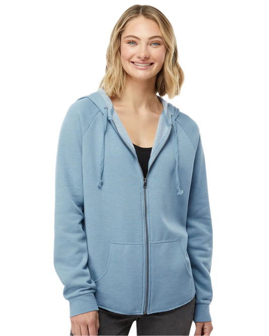 Independent Trading Co. PRM2500Z Women's California Wave Wash Full-Zip Hooded Sweatshirt