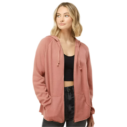 Independent Trading Co. PRM2500Z Women's California Wave Wash Full-Zip Hooded Sweatshirt